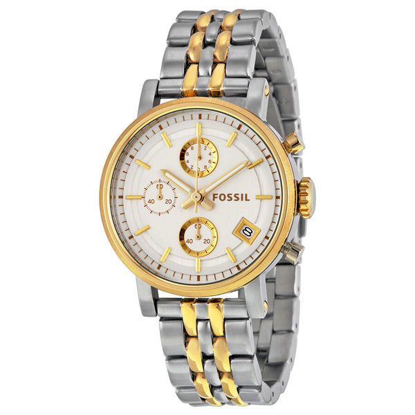 Fossil Original Boyfriend Chronograph White Dial Two-tone Watch ES3746 - Watches of Australia