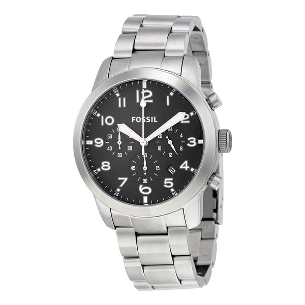 Fossil Pilot 54 Black Dial Men's Stainless Steel Chronograph Watch FS5141 - Watches of Australia