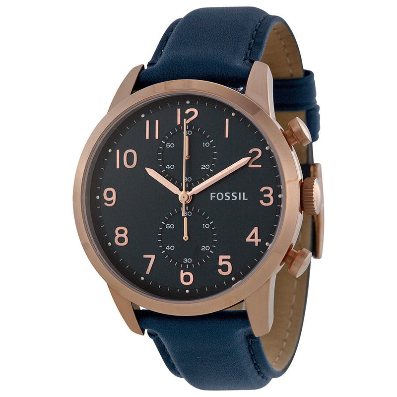 Fossil Townsman Chronograph Navy Dial Navy Leather Men's Watch FS4933 - Watches of Australia