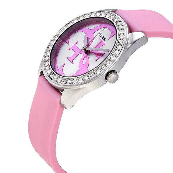 Guess G-Twist Quartz Silver Dial Pink Silicone Ladies Watch W1240L1 - Watches of Australia #2