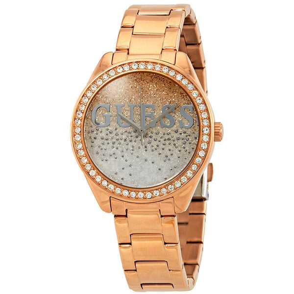 Guess Glitter Girl Rose and Silver Glitter Dial Ladies Watch W0987L3 - Watches of Australia