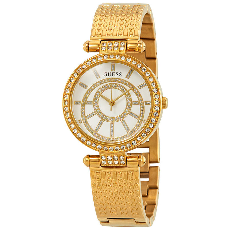 Guess Muse Crystal Silver Dial Ladies Gold-tone Watch W1008L2 - Watches of Australia