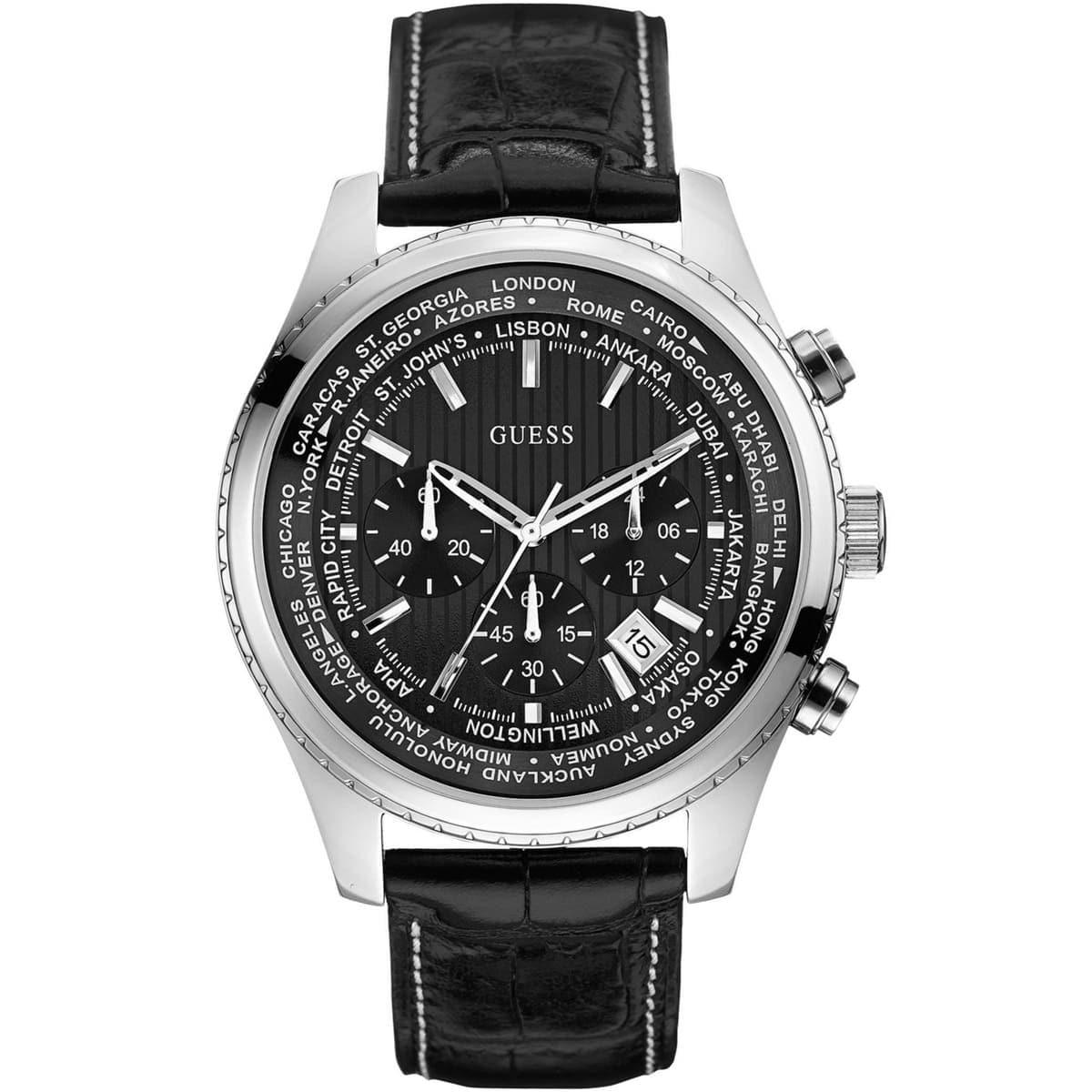 Guess Pursuit Silver Chronograph Black Dial Men’s Watch W0500G2 - Watch