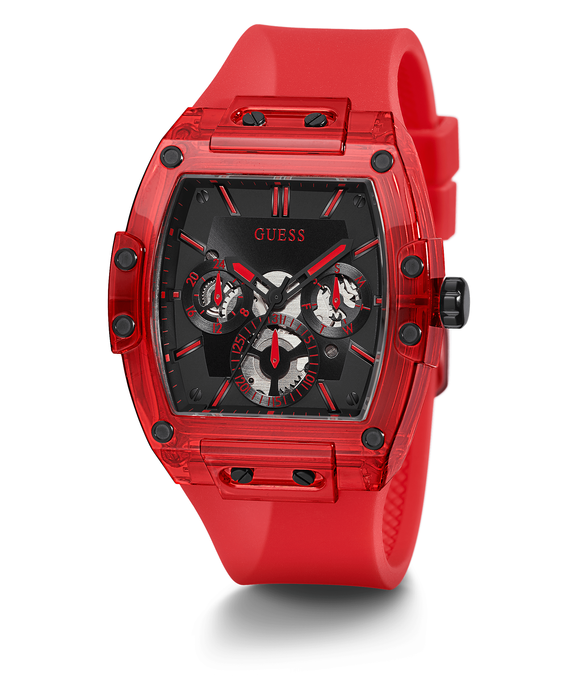 Guess Red Case Silicone Men’s Watch GW0203G5 - Watch