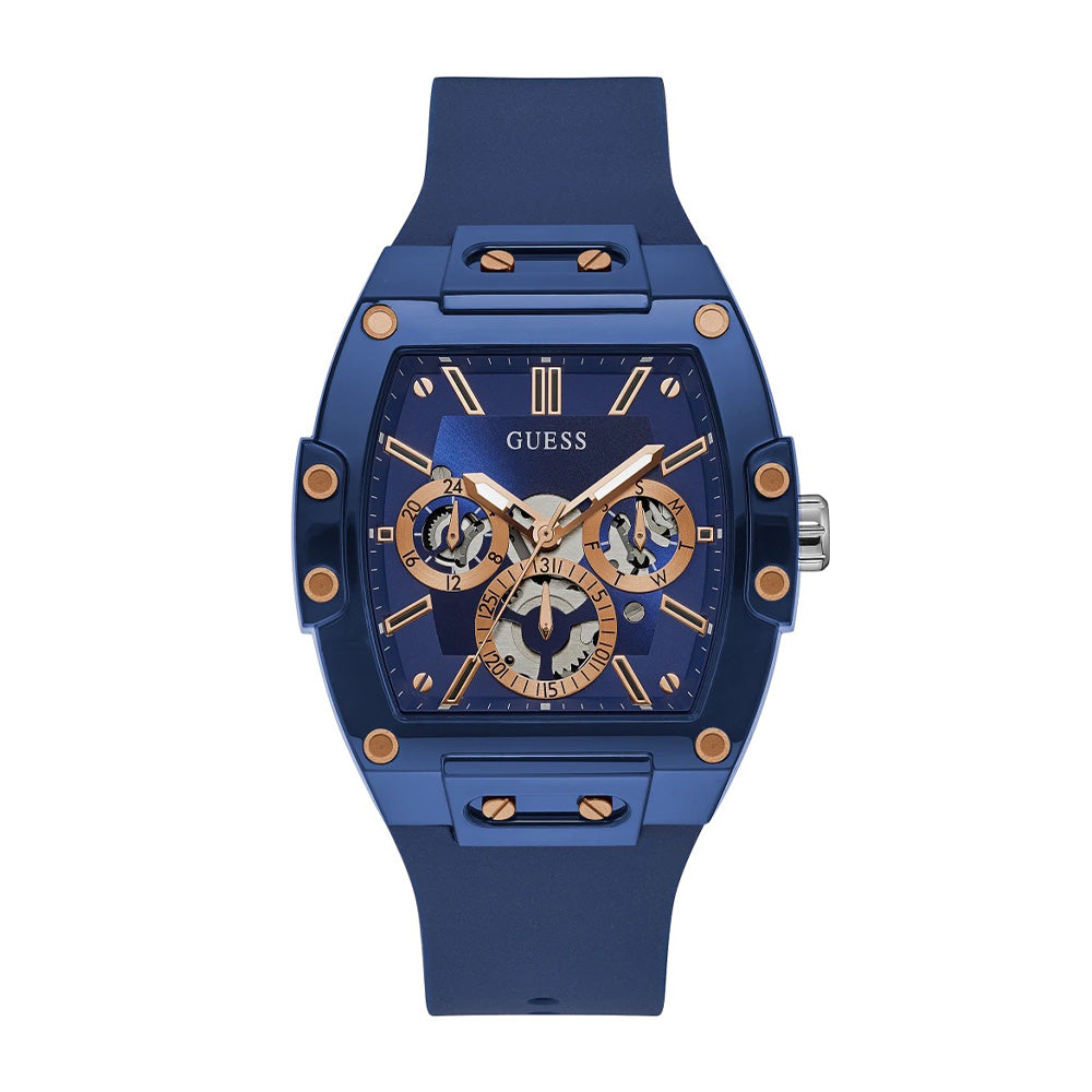 Guess Skeleton Dial Blue Silicone Men’s Watch GW0203G7 - Watch