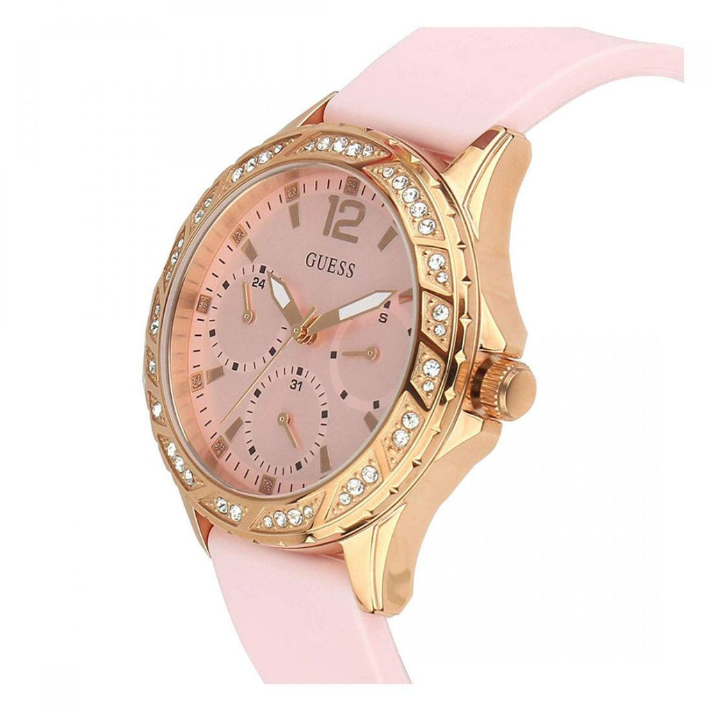 Guess Solar Quartz Multifunction Pink Dial Ladies Watch W1135L2 - Watch