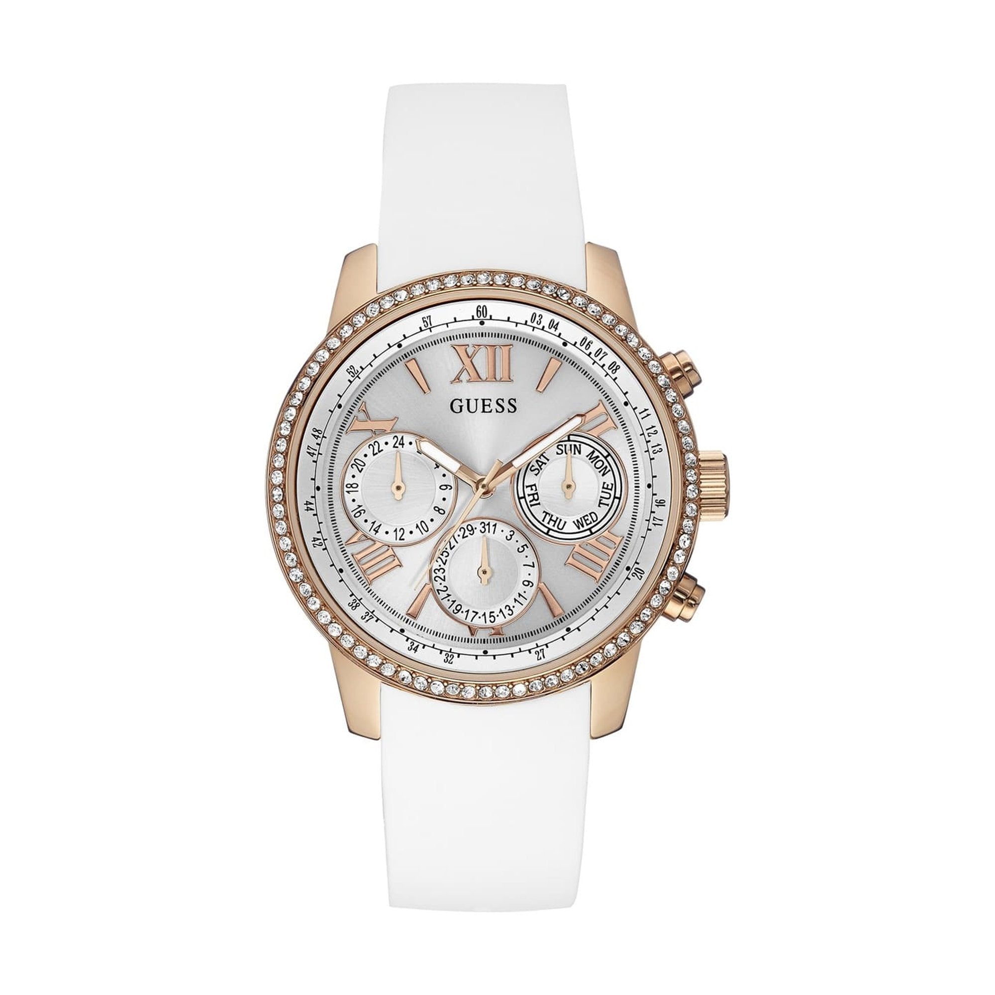 Guess Sport White Silicone Strap Rose Gold Women's Watch W0616L1 (Defect)