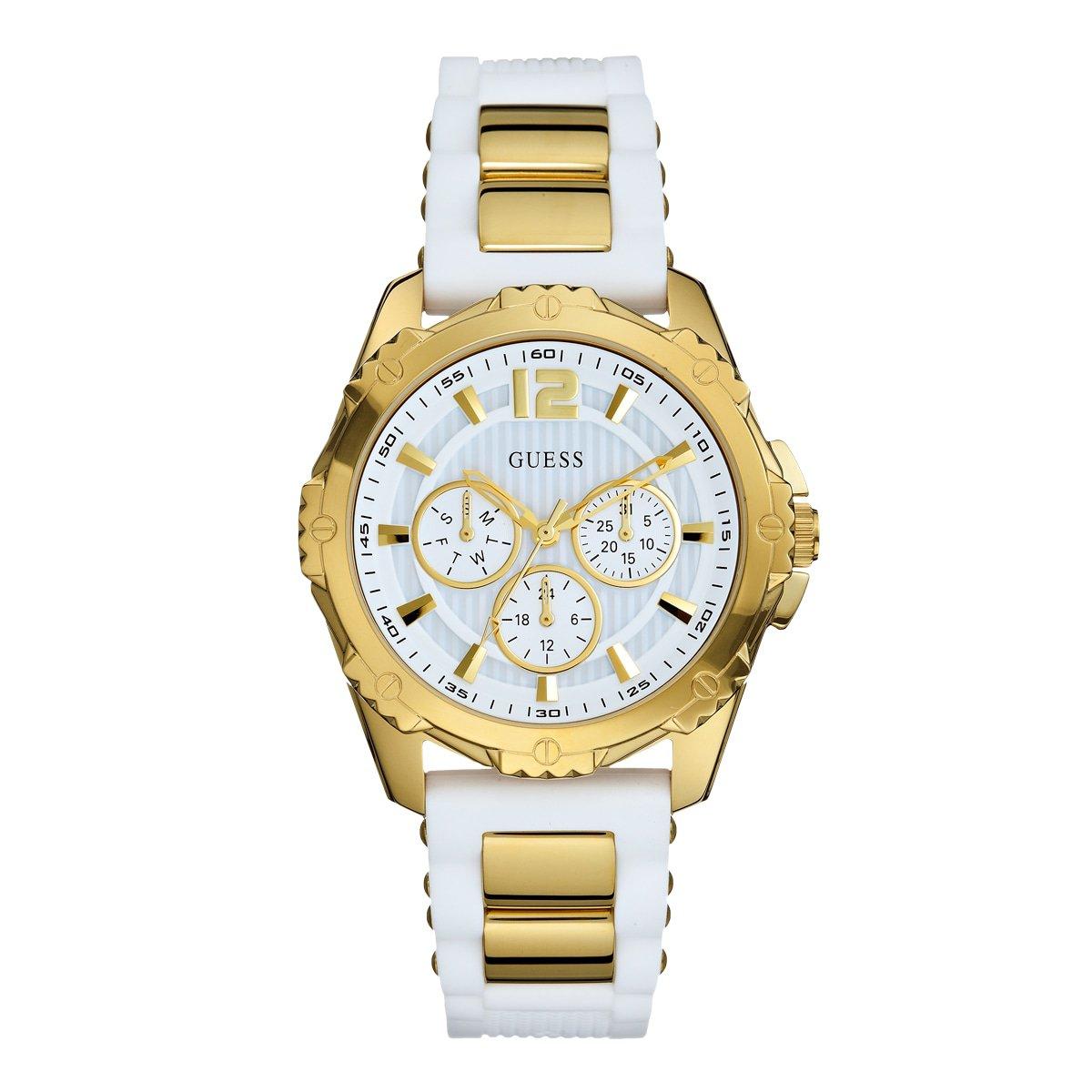 Guess Women's White Dial Silicone Band Women's Watch  W0325L2 - The Watches Men & CO