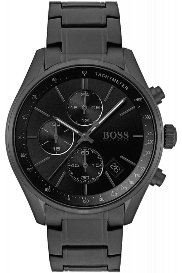 Hugo Boss Chronograph Grand Central black watch with chronograph dial and metal strap