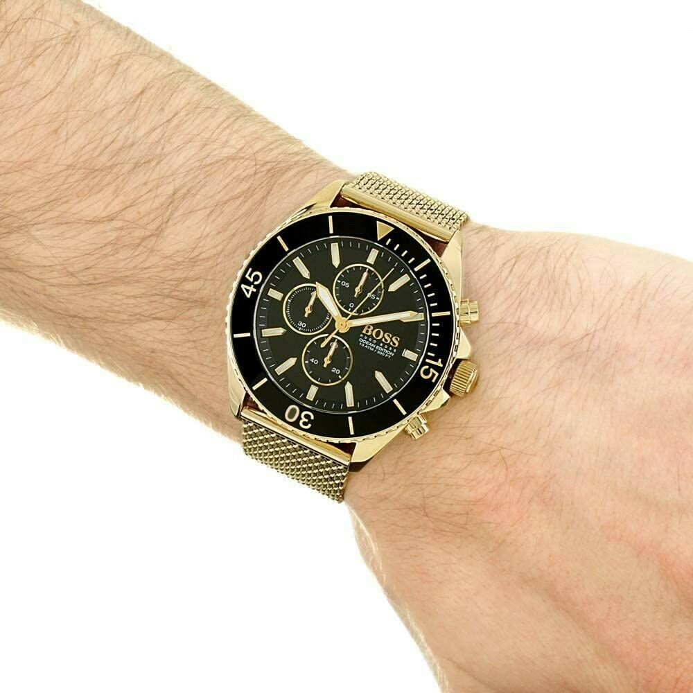 Hugo Boss Ocean Edition Chronograph Black Dial Gold Men's Watch 1513703