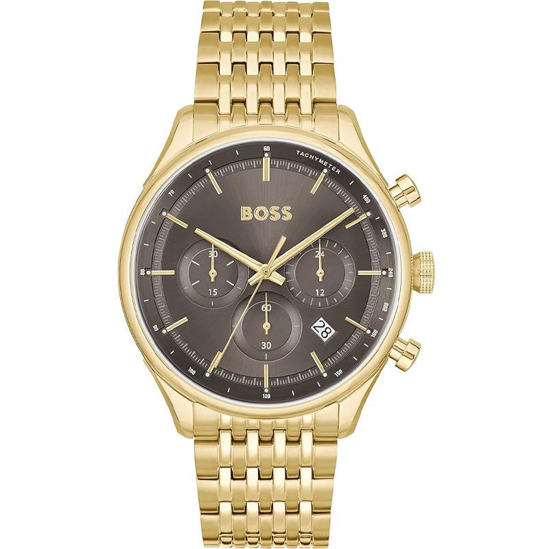 Hugo Boss Gregor Chronograph Grey Dial Gold Steel Strap Watch For Men - 1514051 1514051 - Image 1