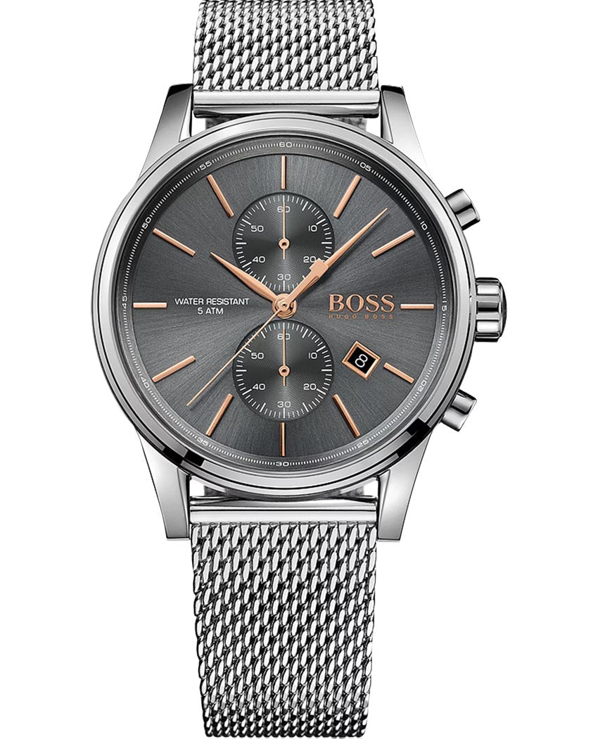 Hugo Boss Jet Chronograph Grey Dial Silver Mesh Bracelet Watch for Men - 1513440 1513440 - Image 1