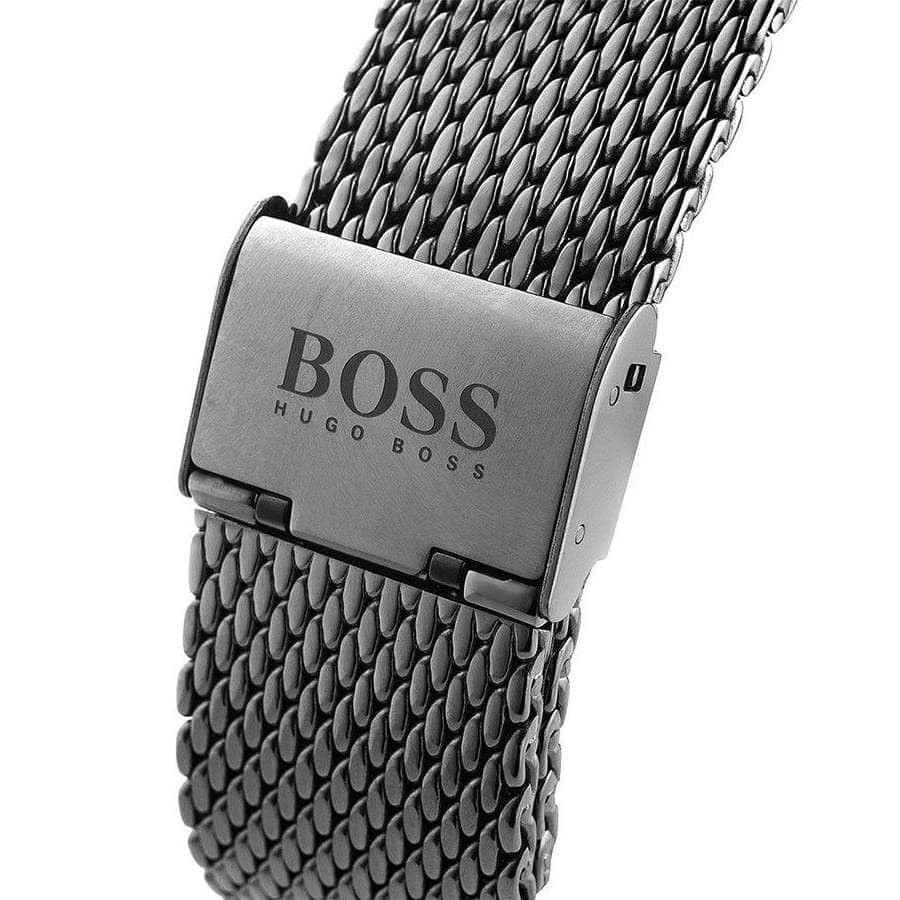 Hugo Boss Ocean Edition mesh bracelet with stainless steel fold-over clasp detail