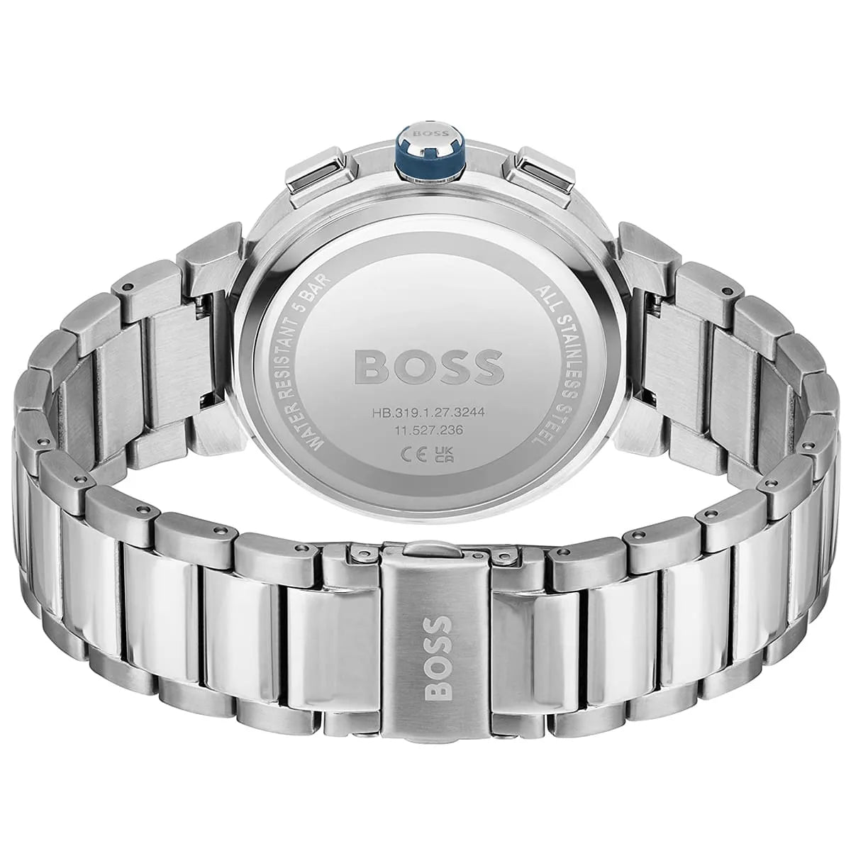 Hugo Boss One Chronograph Blue Dial Silver Steel Strap Watch For Men - 1513999