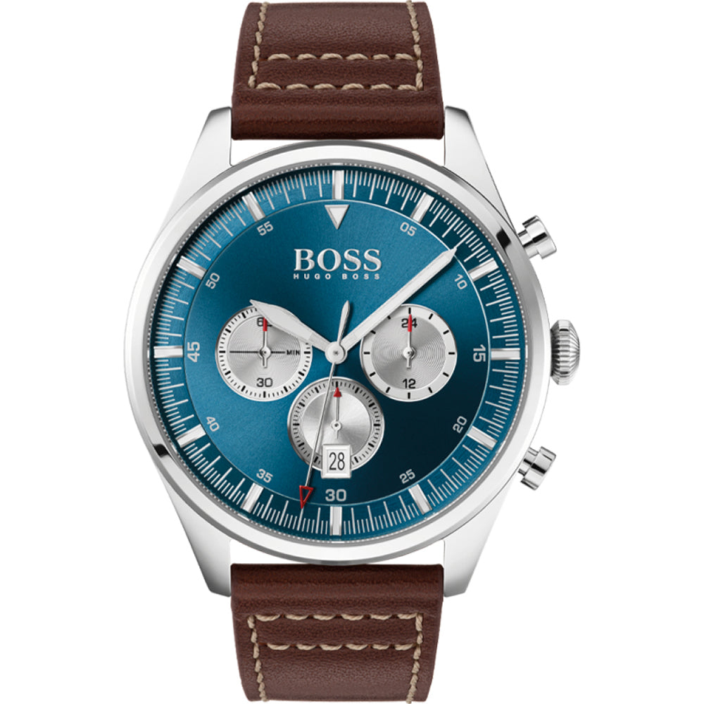 Hugo Boss Pioneer Brown Leather Strap Men's Watch  1513709 - The Watches Men & CO