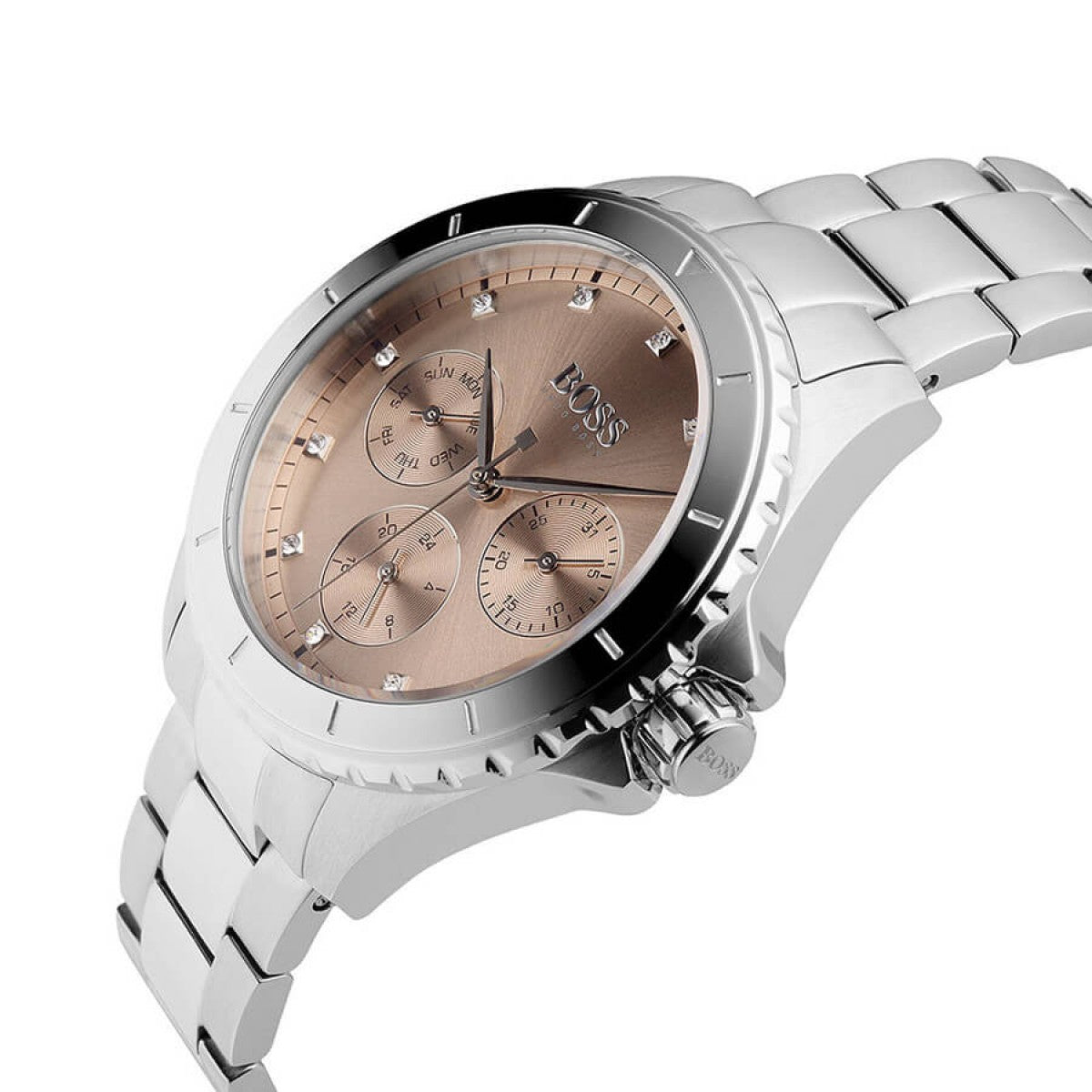 Hugo Boss Premiere Quartz Crystal Rose Dial Ladies Watch 1502444 - Watch