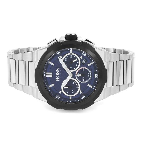 Front angle view of Hugo Boss Supernova chronograph with three subdials