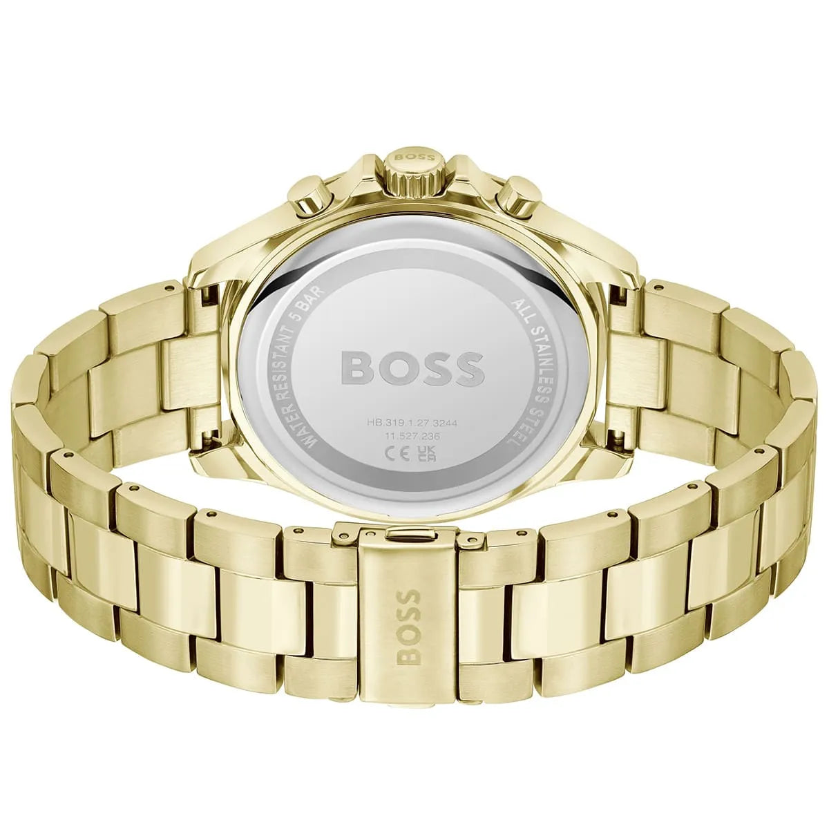 Hugo Boss Troper Chronograph Green Dial Gold Steel Strap Watch For Men - 1514059