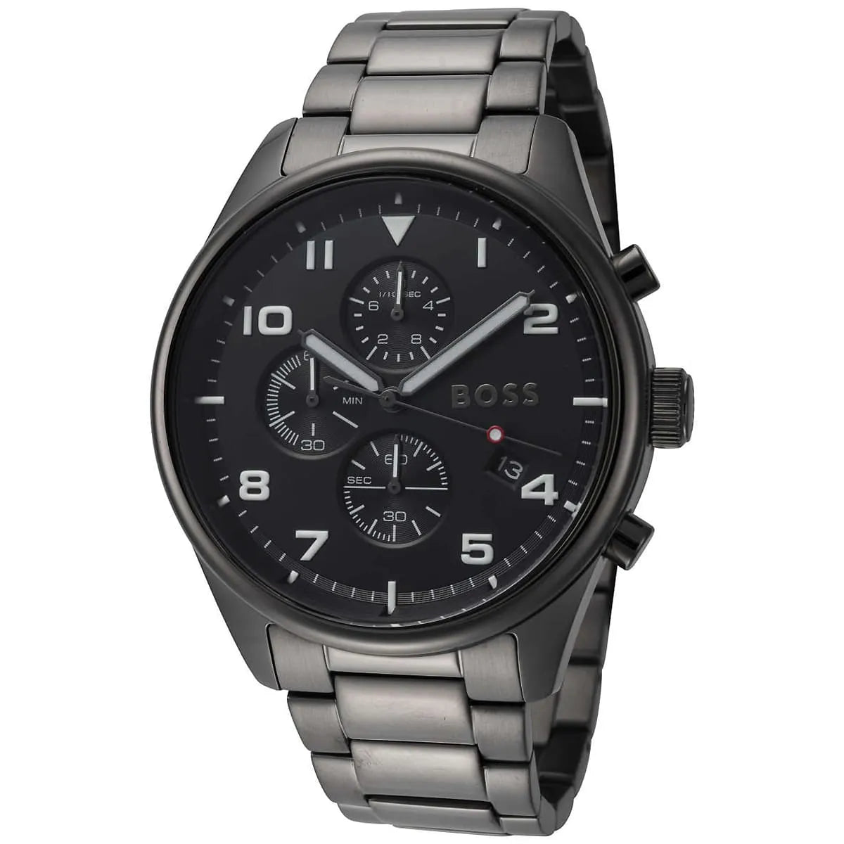Hugo Boss View Chronograph Grey Dial Grey Steel Strap Watch For Men - 1513991