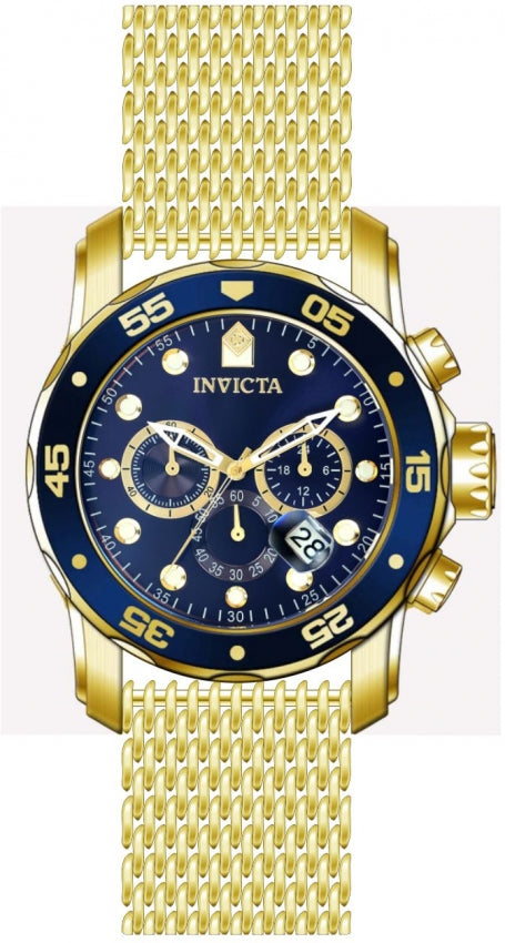 Invicta pro diver chronograph gmt date quartz blue dial men's watch 47239