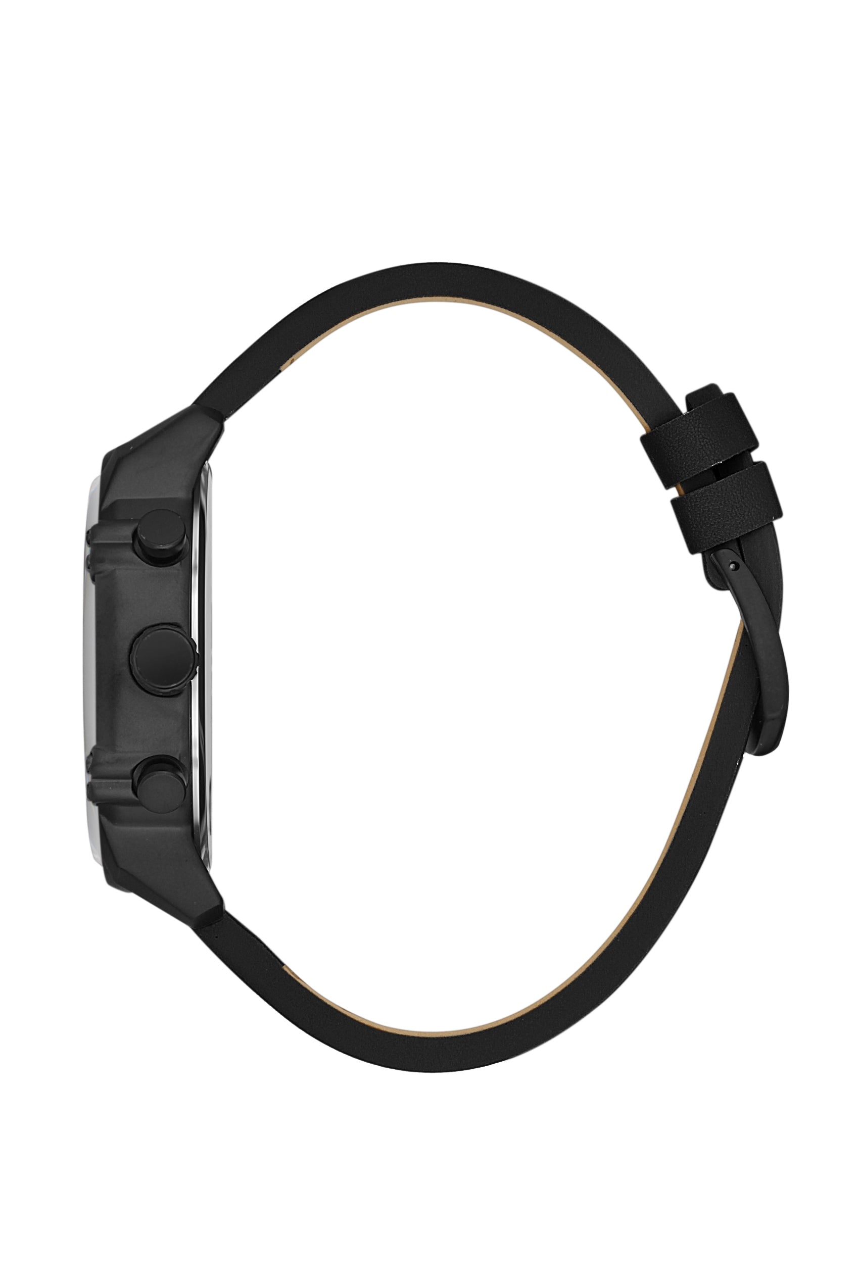 Side view of Lee Cooper LC06506 watch showing black case profile and black strap