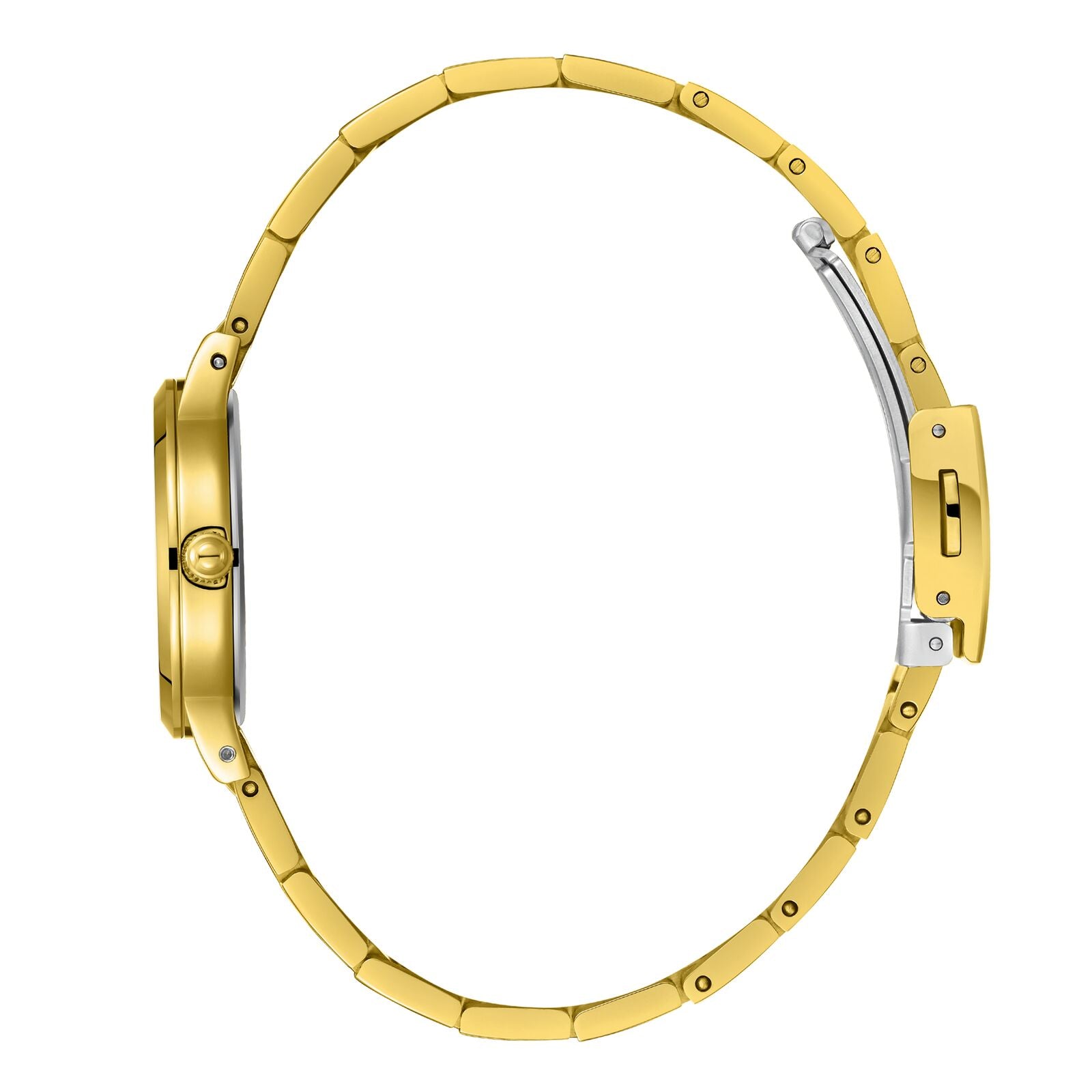 Lee Cooper LC08098.120 side view showing gold-tone watch case and link bracelet