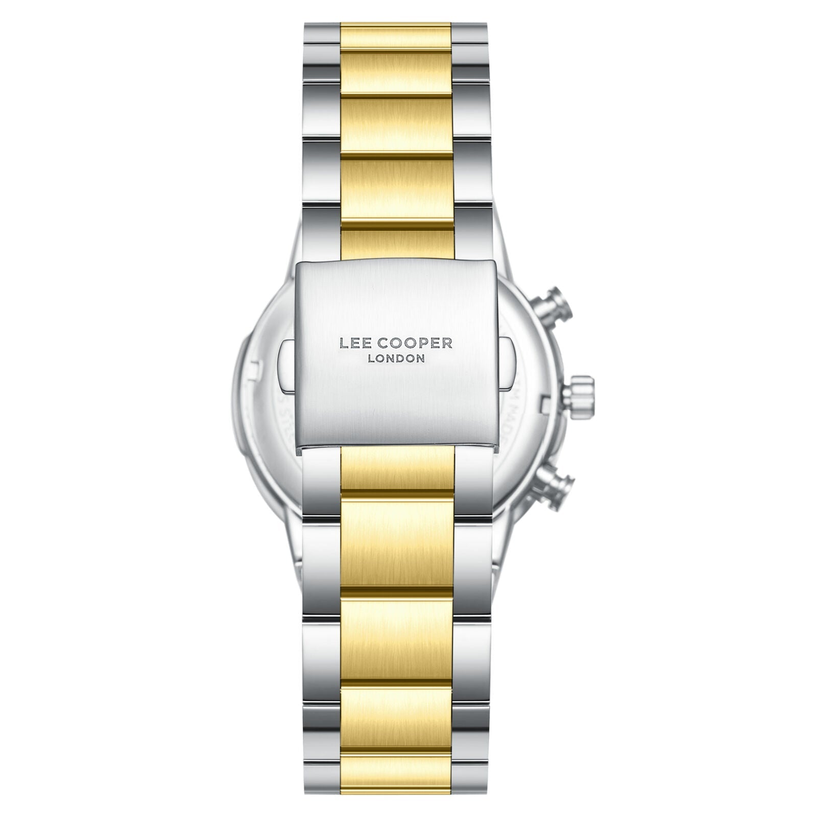 Lee Cooper LC08293.270 watch caseback with two-tone stainless steel and gold-plated bracelet