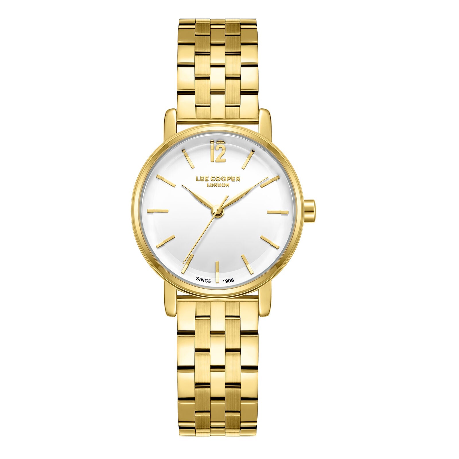 Lee Cooper LC08297.130 gold watch with white dial and gold bracelet
