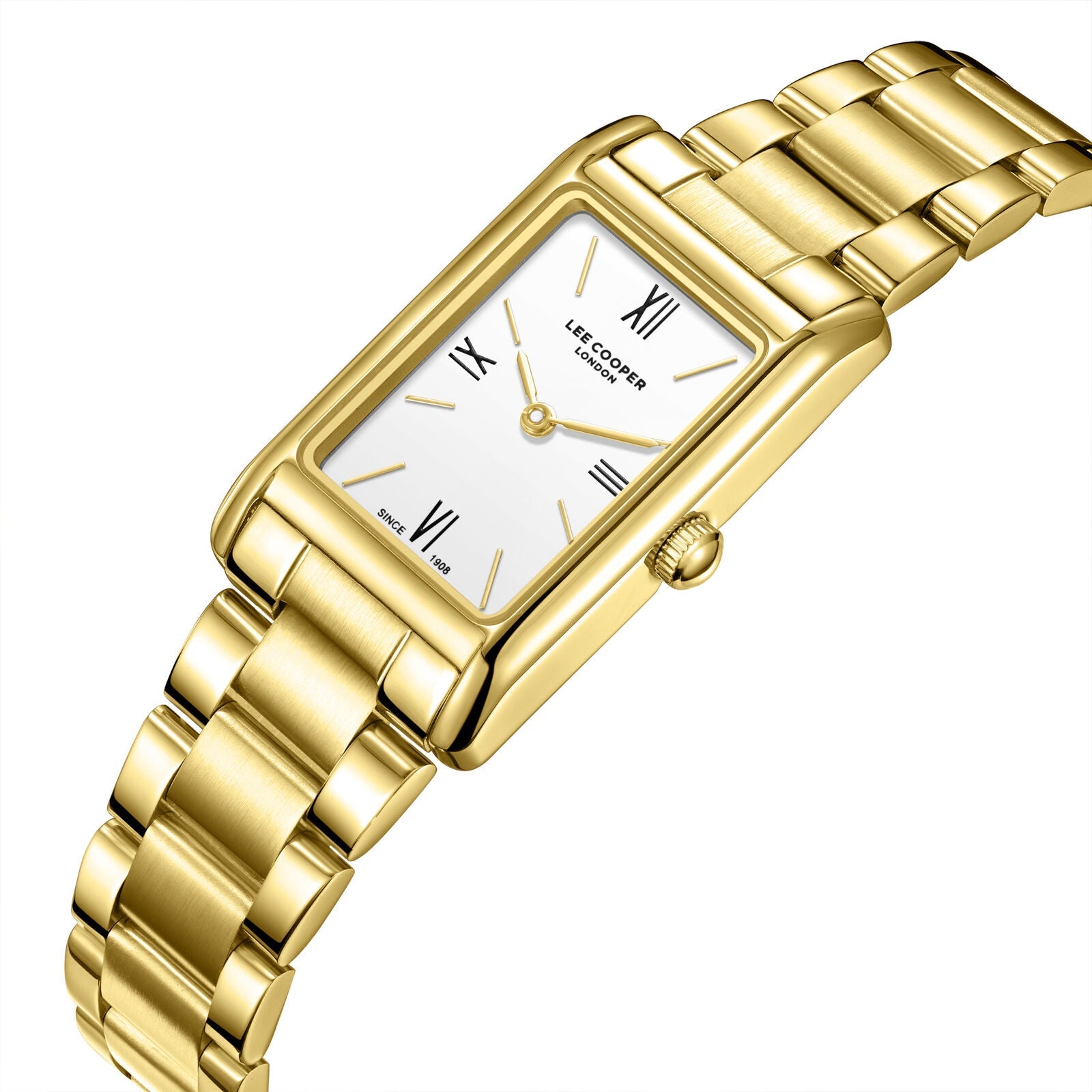 Lee Cooper Square Silver Dial Gold Watch - LC08300.130