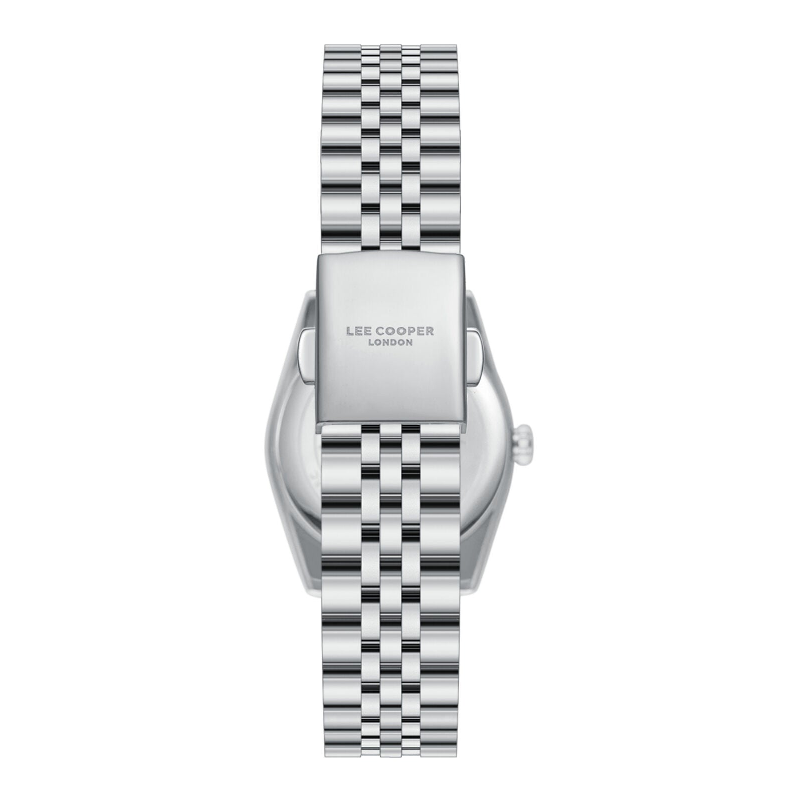 Lee Cooper LC08303.390 watch case back showing silver metal with brand engraving