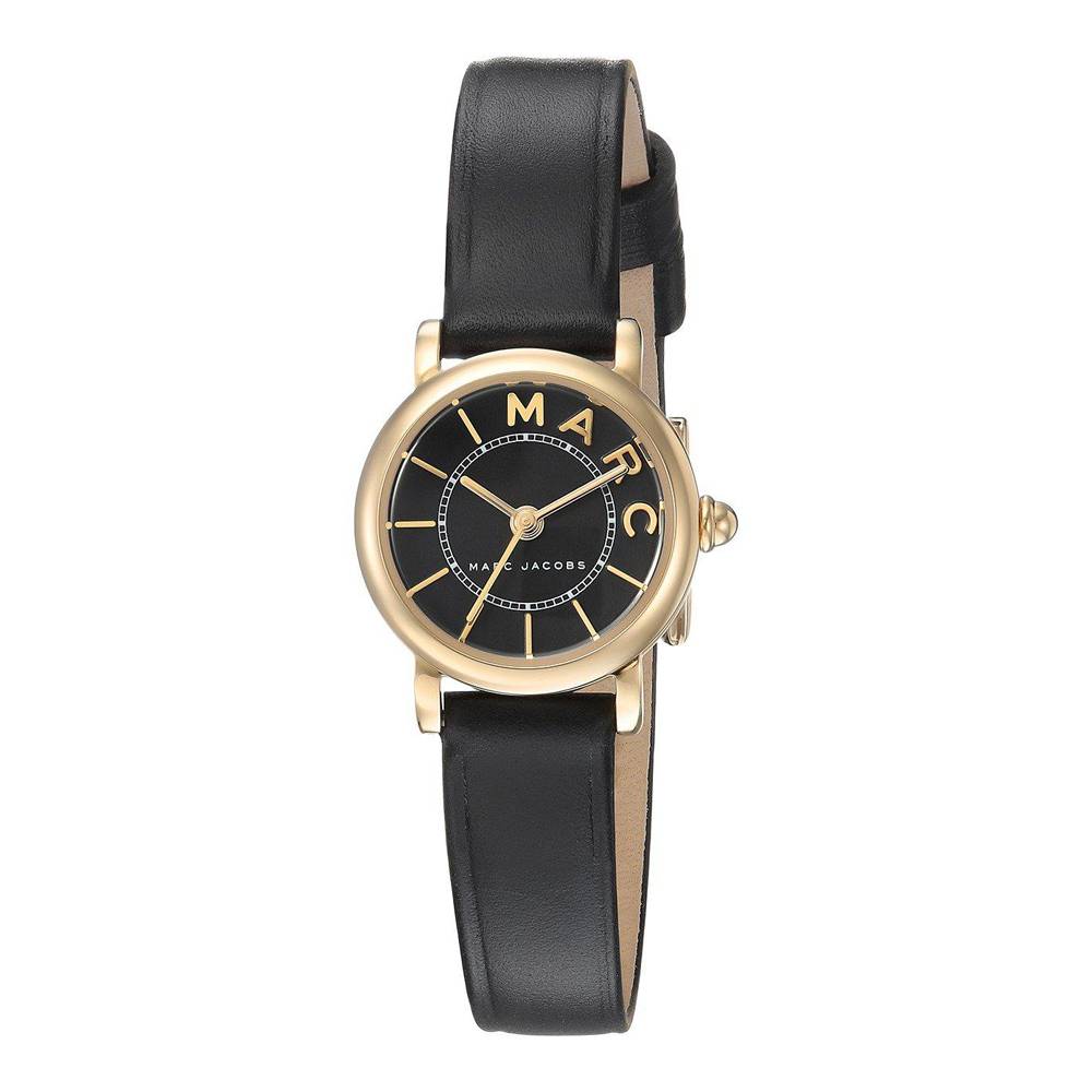 Marc Jacobs Classic Black Dial Black Leather Gold Tone Watch MJ1585
