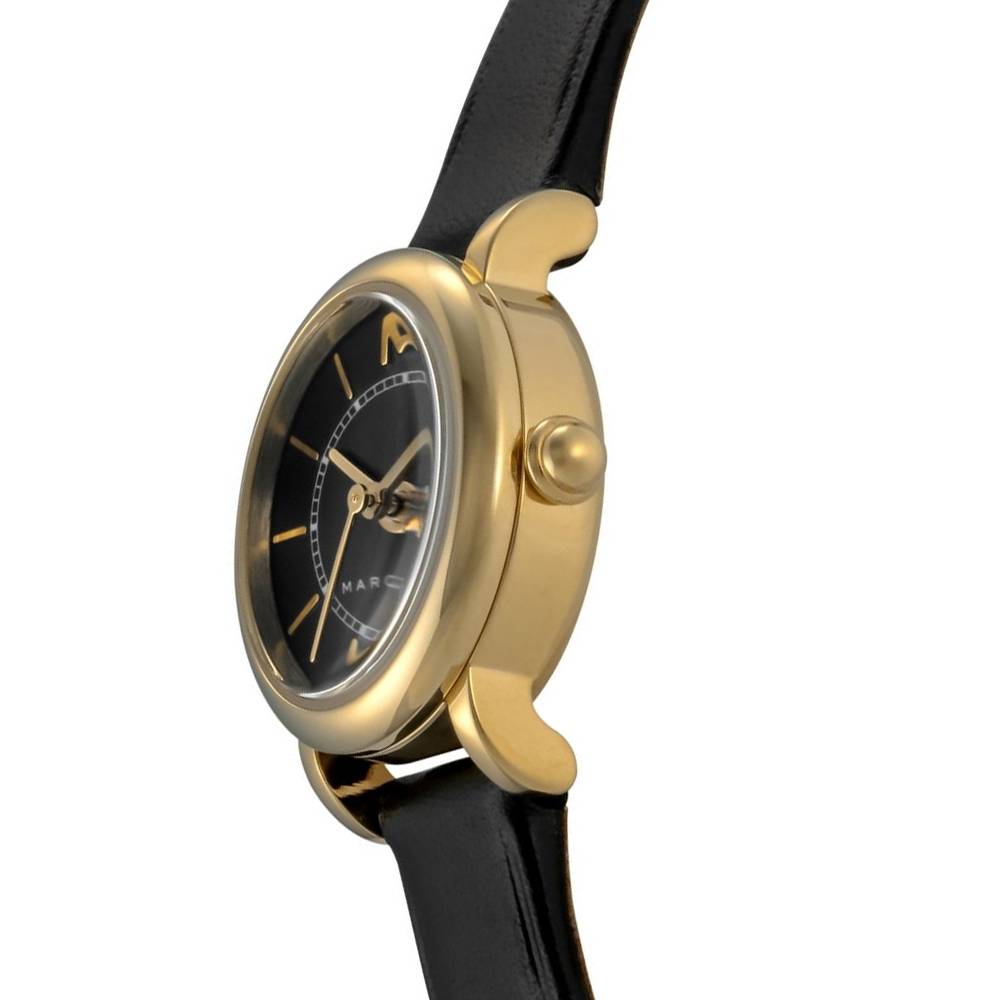 Marc Jacobs Classic Black Dial Black Leather Gold Tone Watch MJ1585
