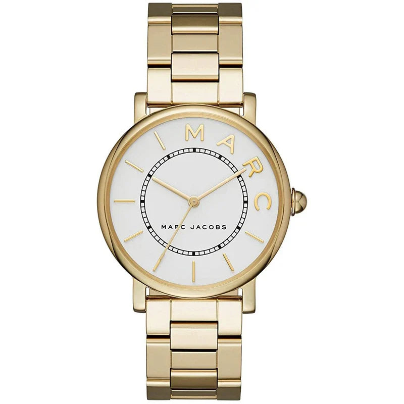 Marc Jacobs Roxy MJ3522 white dial gold steel watch front view