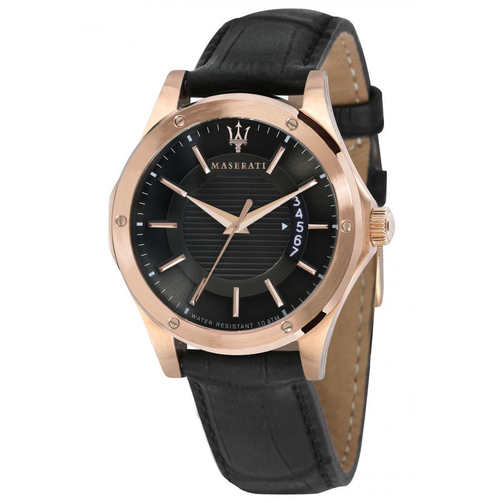 Maserati Circuito Black Dial Black Leather Men’s Watch R8851127001 - Watch
