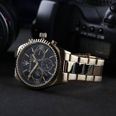 Maserati Competizione Chronograph Blue Dial Gold PVD Stainless Steel Men’s Watch R8853100026