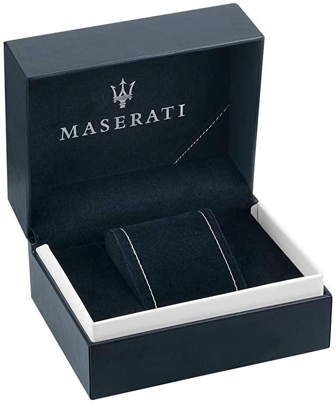 Maserati Epoca watch presentation box with Maserati logo and navy interior