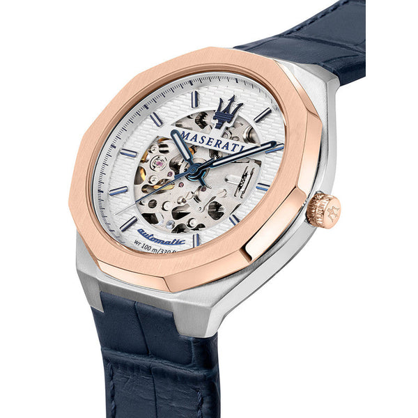 Maserati Stile Automatic Blue Leather Strap Men's Watch R8821142001 - Watches of Australia #2