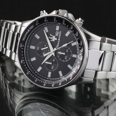 Maserati Sfida Chronograph Black Dial Silver Stainless Steel Men's Watch R8873640015