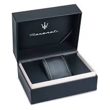 Maserati Traguardo watch presentation box with brand logo and interior compartments