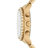 Michael Kors Berkley Chronograph Black Dial Gold Steel Strap Watch For Women - MK7414