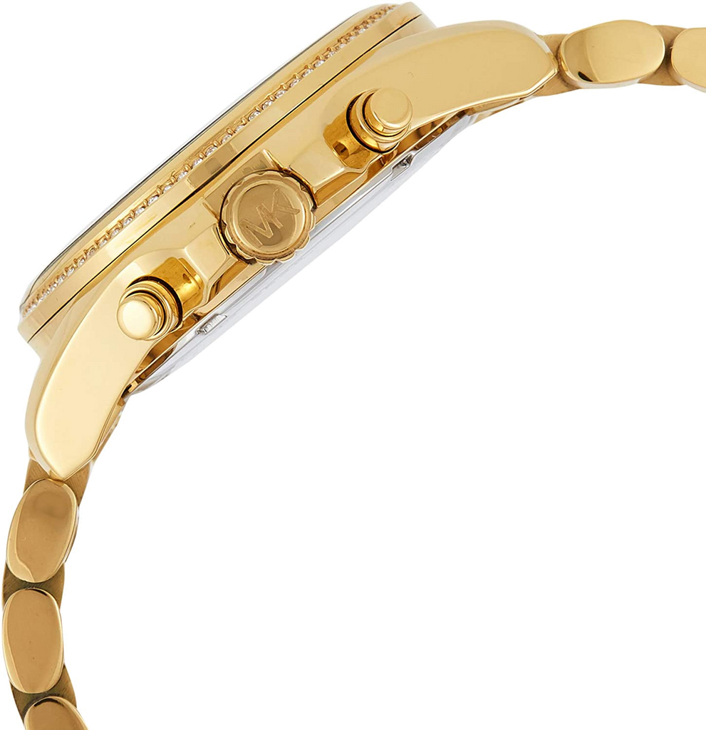 Michael Kors Bradshaw MK6538 side profile showing case thickness and gold bracelet structure
