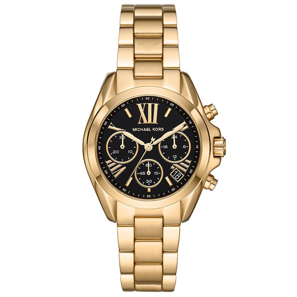 Michael Kors Bradshaw chronograph women's watch with black dial and gold-tone case