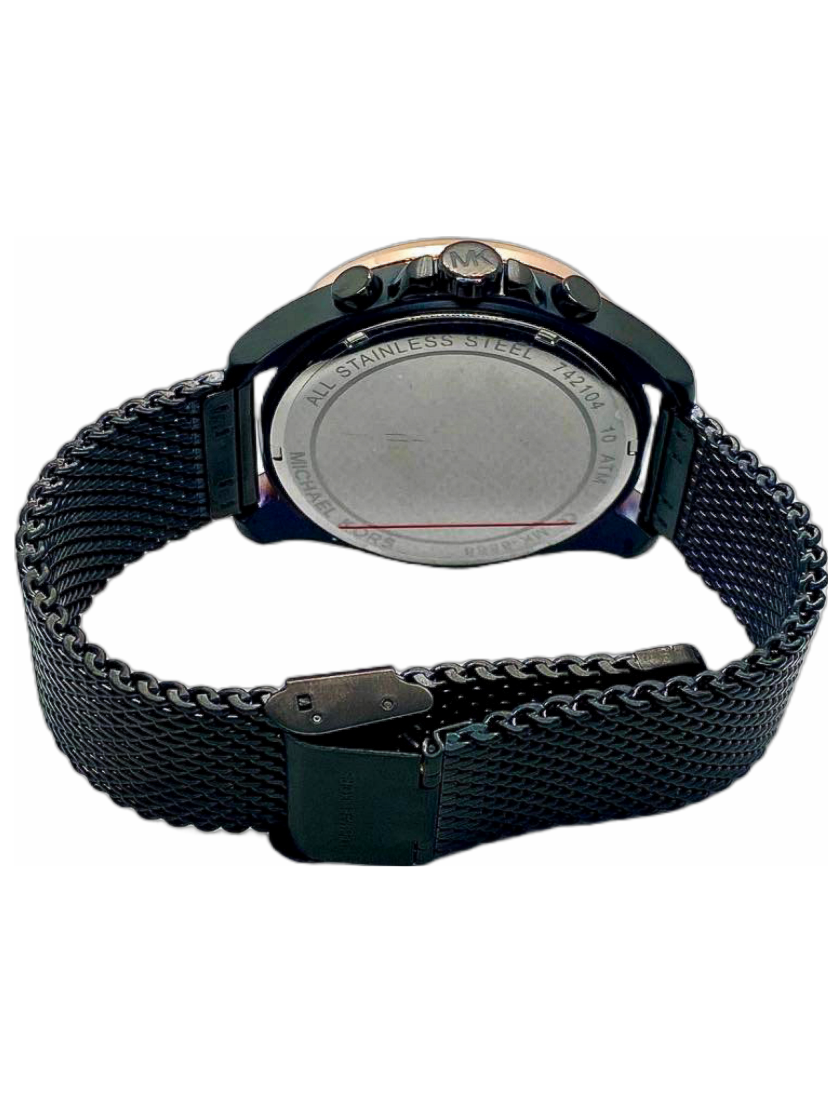 Back view of Michael Kors Brecken MK8868 watch case with stainless steel caseback