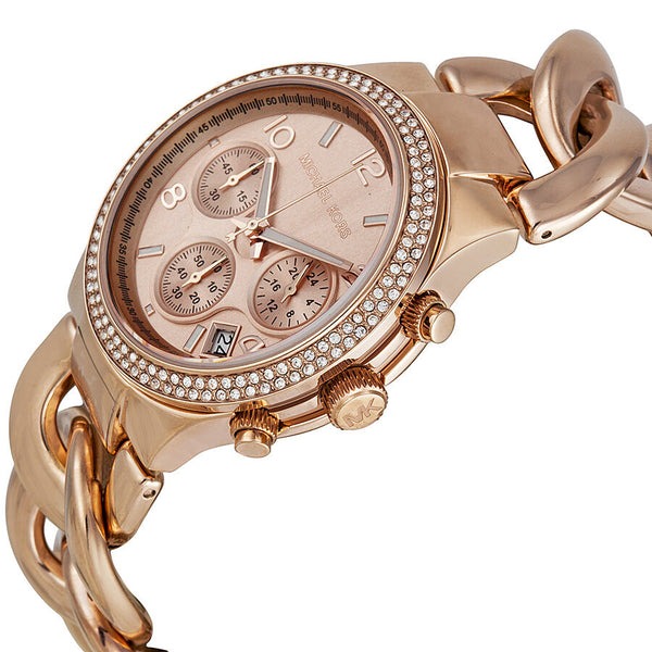 Michael Kors Chronograph Rose Dial Rose Gold Ion-plated Ladies Watch MK3247 - The Watches Men & CO #2