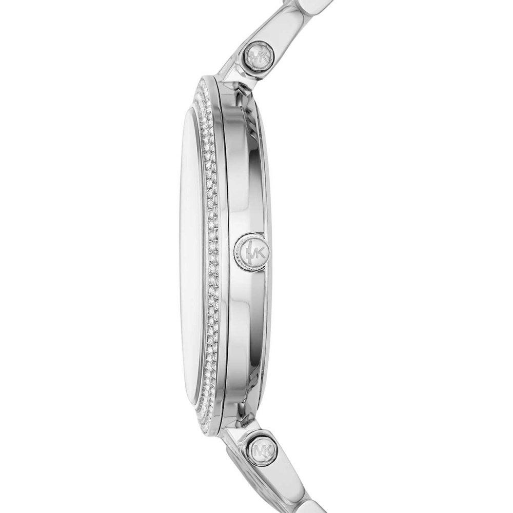 Michael Kors Darci watch side profile with crystal-set bezel detail