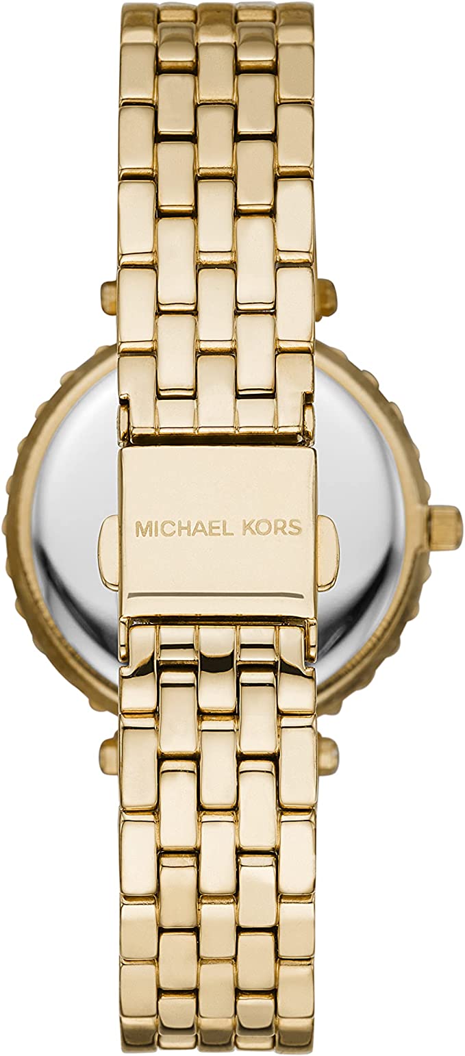 Michael Kors Darci watch caseback with gold-tone bracelet and visible case back