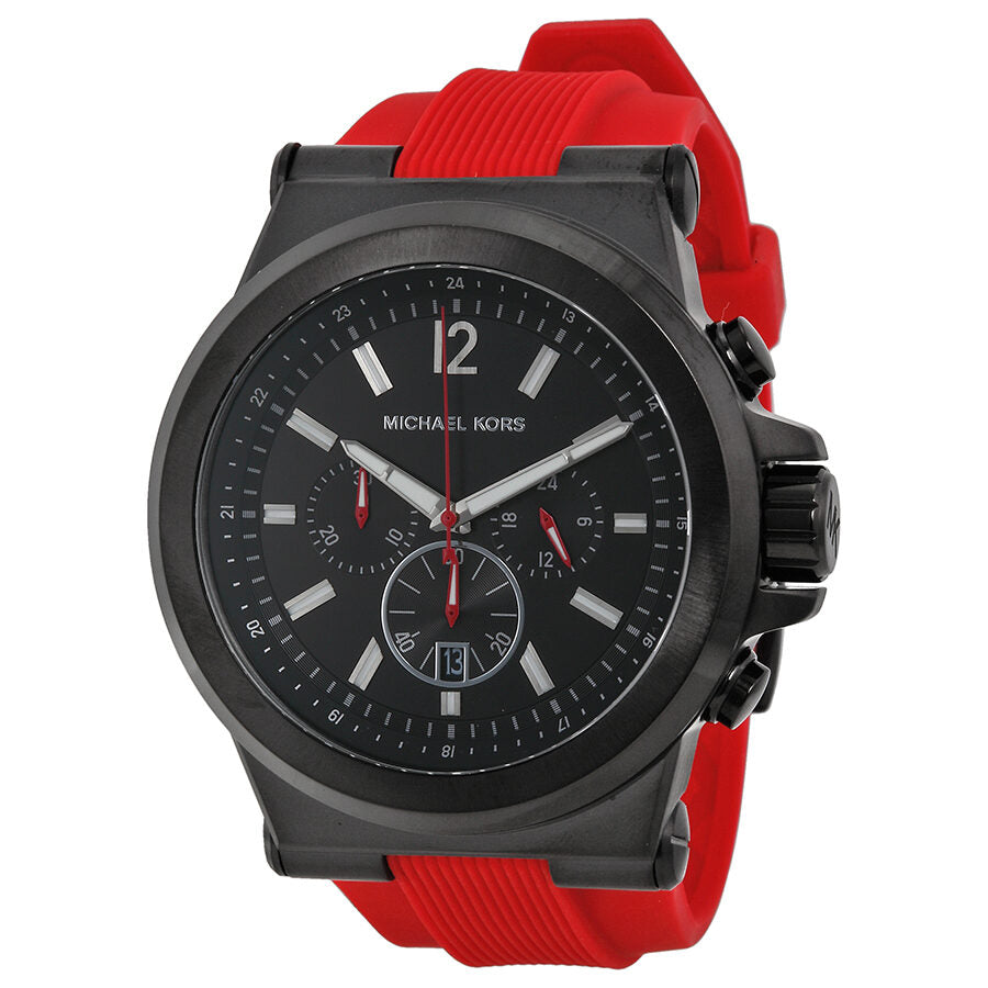 Michael Kors Dylan Chronograph Black Dial Red Silicone Men's Watch MK8382 - Watches of Australia