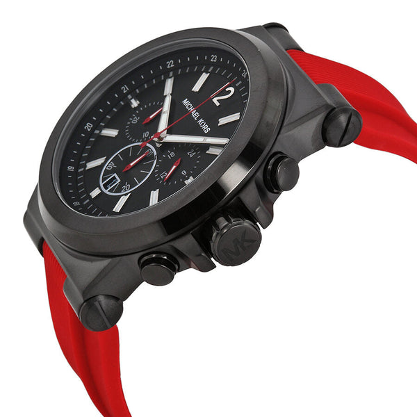 Michael Kors Dylan Chronograph Black Dial Red Silicone Men's Watch MK8382 - The Watches Men & CO #2