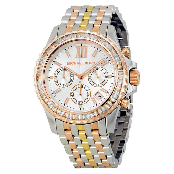 Michael Kors Everest Chronograph Silver Dial Tri-tone Ladies Watch MK5876 - The Watches Men & CO