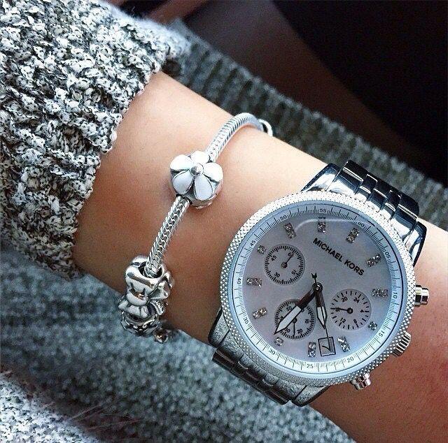 Michael Kors Jet Set Chronograph Mother of Pearl Dial Ladies Watch MK5020 - The Watches Men & CO #5